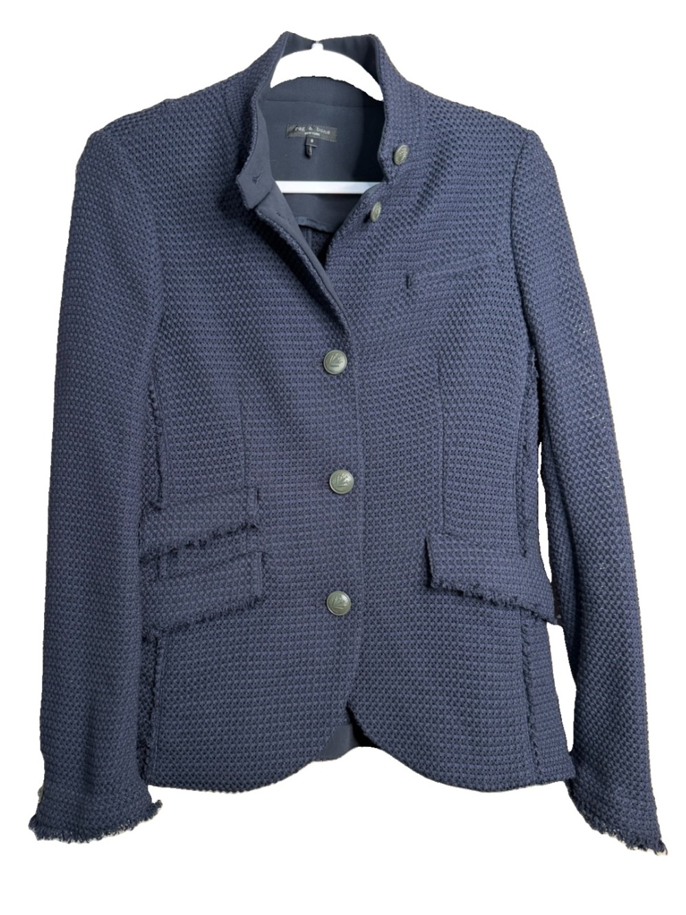 Rag & Bone Slade Navy Blue Tweed Blazer Jacket Size 8